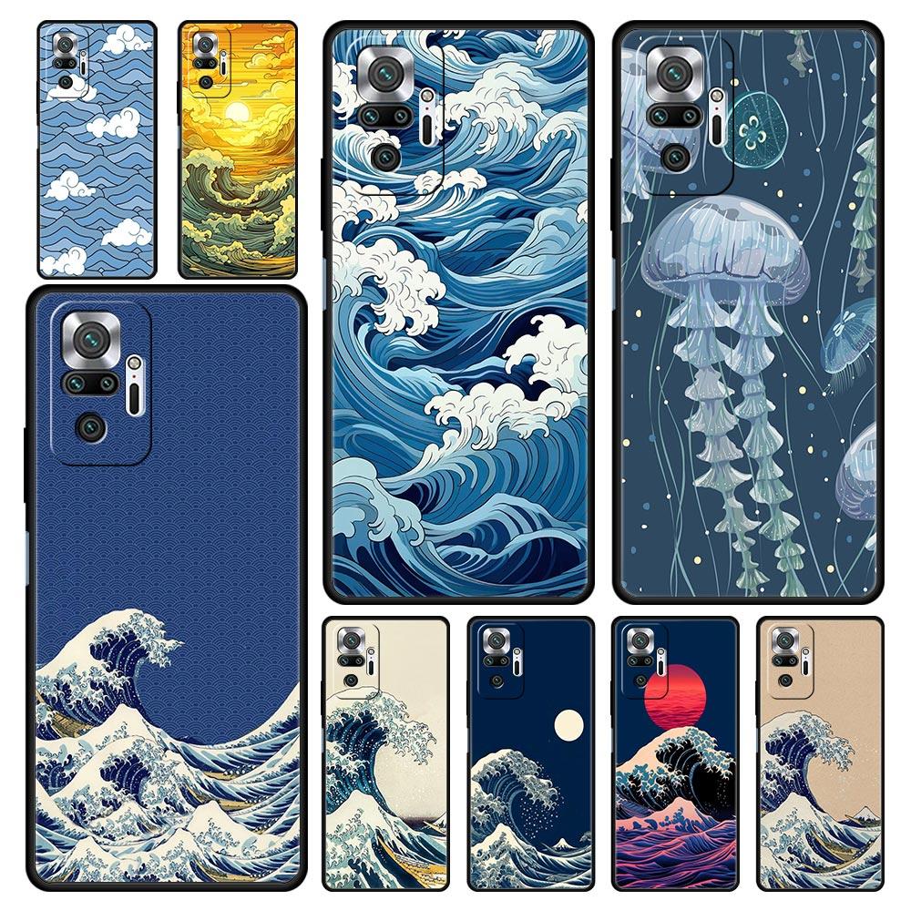 Модный Чехол для Телефона 'Большая Синяя Волна' Для Xiaomi Redmi Note 14 13 12 Pro Plus 5G 9S 9 10 11 4G 14C 13C 12C 10C 9C 9A Мягкая Крышка