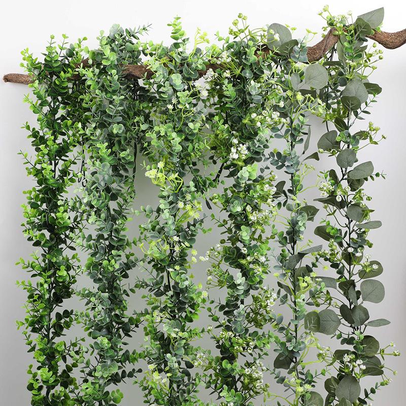 Simulated Green Plant Eucalyptus Wall Hanging, Home Decoration Ceiling Vine, Artificial Eucalyptus Leaf Vine