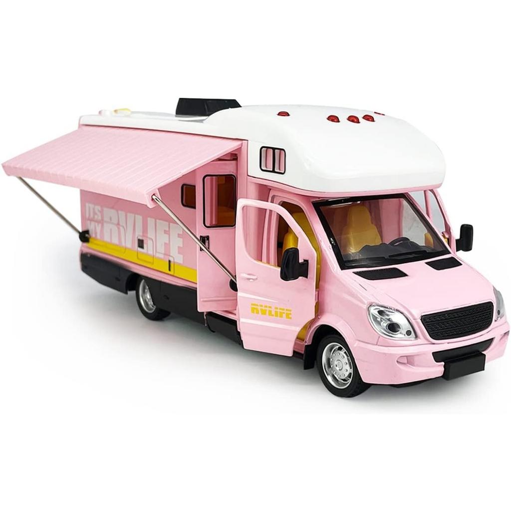 Camper RV игрушки для дома на колесах, литой под давлением металлический автомобиль, ролевые игры, модель с откатом, двери и навес автомобиля, открытый свет, звук, подарки на день рождения для детей ясельного возраста