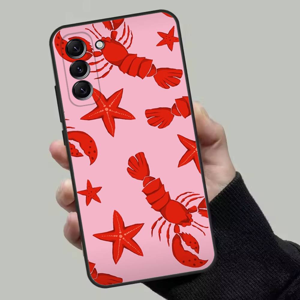 Чехол для телефона с рисунком животного Лобстера для Samsung Galaxy A13, A21s, A22, A31, A32, A52, A53, A71, A80, Мягкий черный корпус