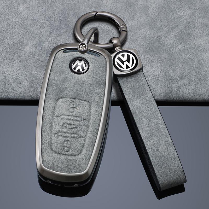For VW High Quality Leather Car Key Case Cover Shell Fob Holder For Volkswagen VW Tiguan Touran Caddy Beetle Jetta Eos Golf Po
