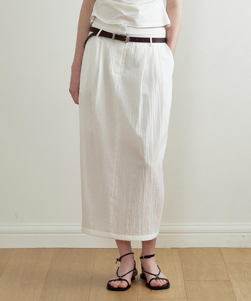 Make A Toast Pintuck Volume Belt Skirt Ivory Mbfssk001Iv