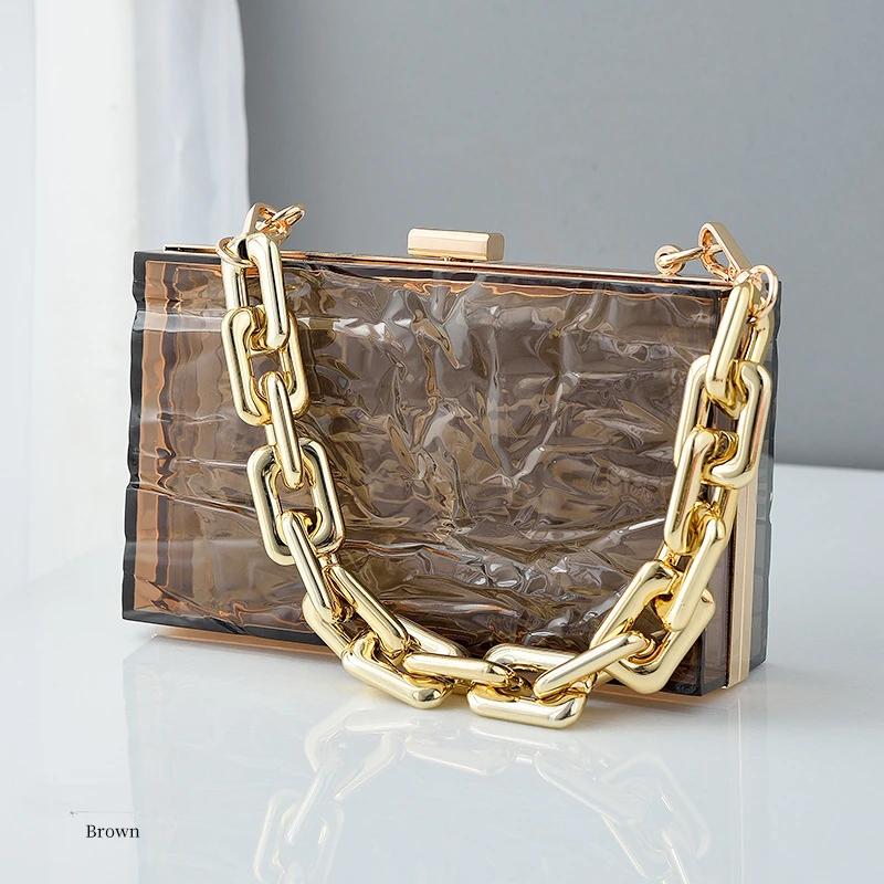 New Ice Cracks Acrylic Handbags Female Transparent Box Bags Fashion Candy Color Shoulder Crossbody Bags Luxury Designer Handbag