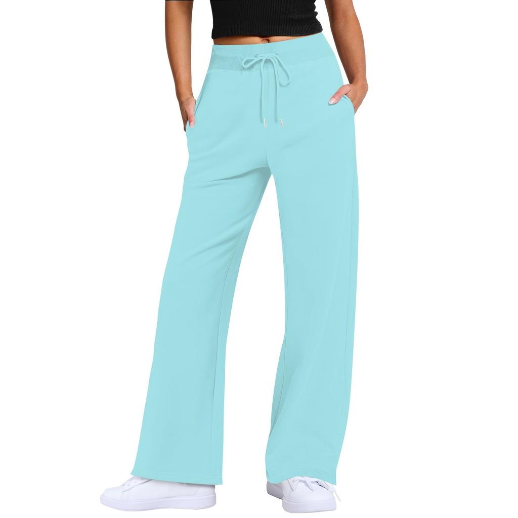 Женские широкие спортивные штаны с высокой талией и завязками для тренировок, спортивные повседневные брюки с карманами