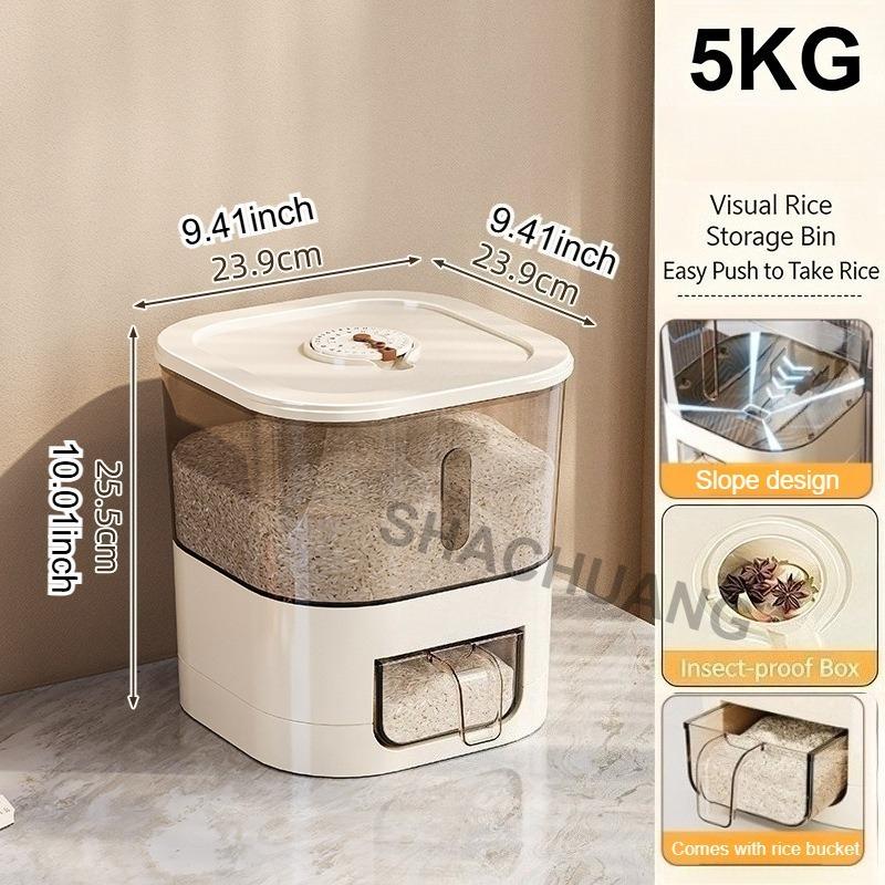 5kg/10kg High Capacity Automatic for Rice Dispenser with Cup,Moisture-proof and Sealed Rice Storage Container,Kitchen Essentials