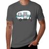 Blue Striped Camper Tshirt Plus Size Simple Casual Top Tshirt