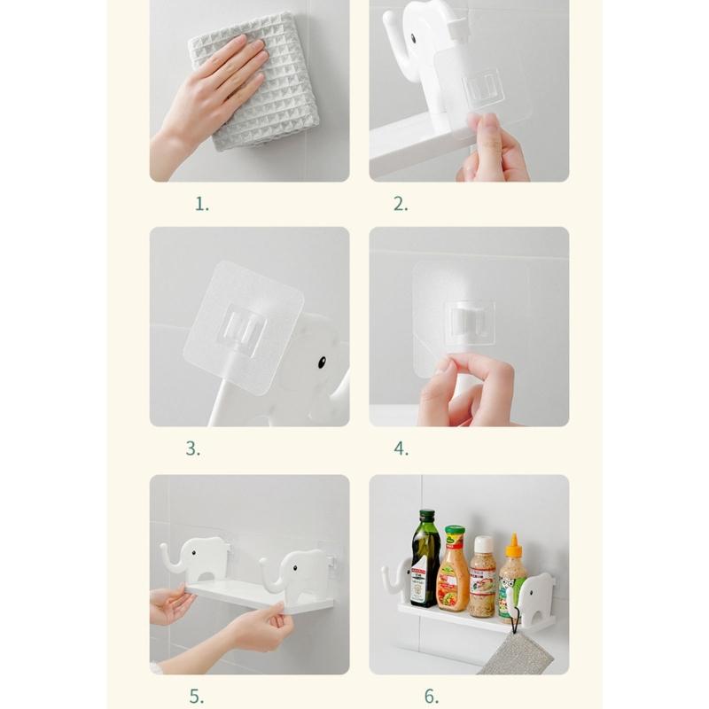 Настенная полка для ванной комнаты с крючком в виде слона, крючок для ограждения, бытовая кухонная полка для хранения, многофункциональный органайзер