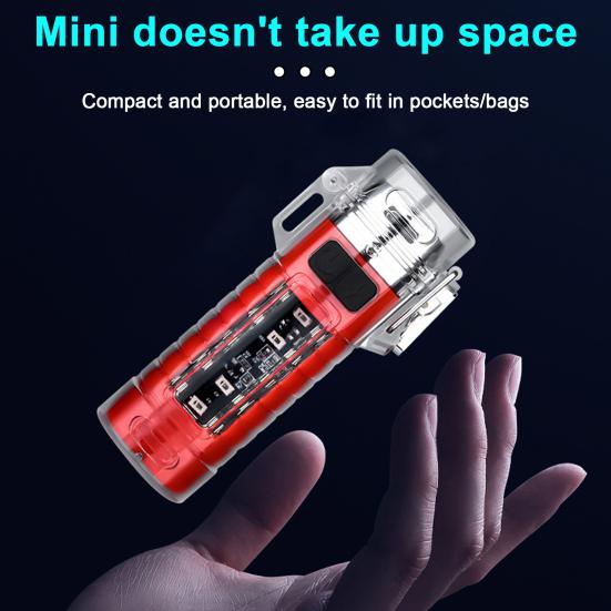 Multifunction Flashlight Life Waterproof Type-C Rechargeable Super Bright Portable Outdoor Fishing Hiking Camping Mini Igniter LED Torch