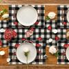 Buffalo Plaid Table Mats Hearts Gnomes Love Valentine's Day Placemats Anniversary Wedding Holiday for Party Kitchen Dining Decoration