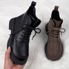 Ретро классические круглые носки современные женские ботинки на платформе весна/зима со шнуровкой по бокам и нескользящей подошвой короткие ботинки