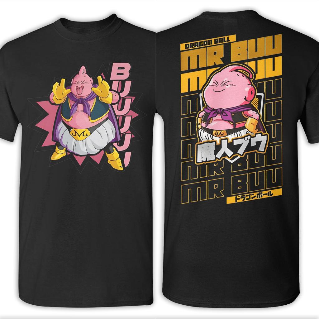 Printed Dragon Ball Majin Buu and Patrick In Gym T-Shirt Men's and Women's Crew Neck Short Sleeve Top Cotton Summer Top T-Shirt