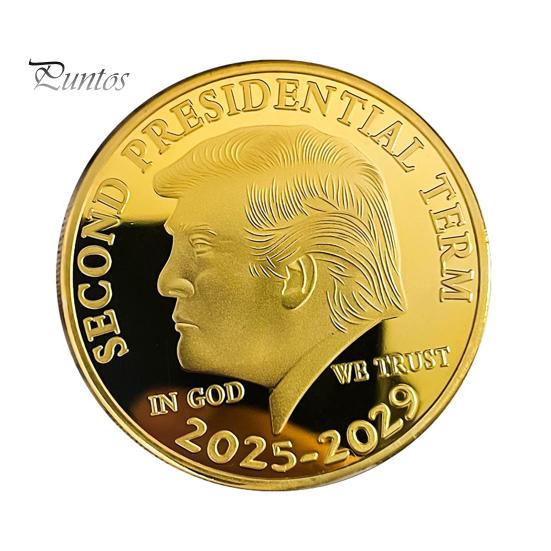 Сувенирная монета Трампа Второй президентский срок 2025-2029 гг. Коллекционная металлическая сувенирная монета с изображением Трампа Подарок для сторонников MAGA KAG