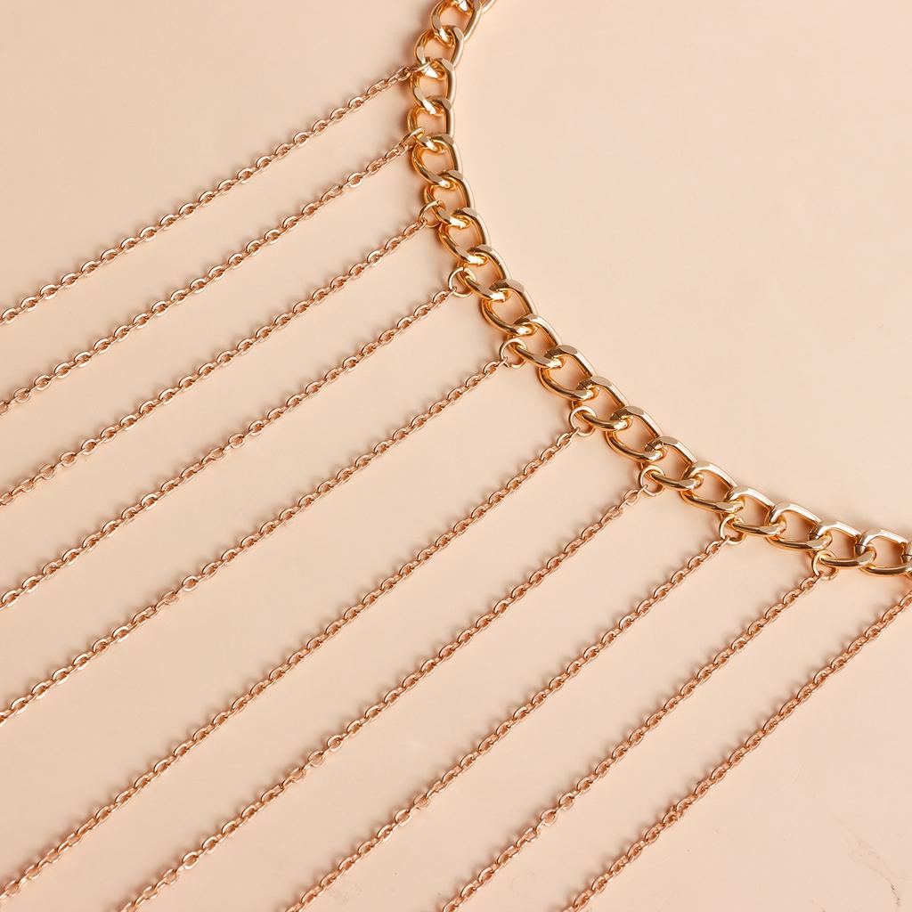 Personality Exaggerated Multi-layer Cross Metal Body Chain Body Chain Nightclub Chest Chain Women