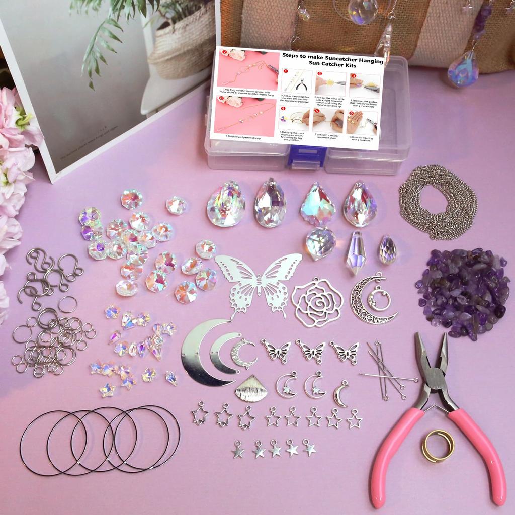 Упаковка из 200 штук Набор для творчества «Ловцы солнца» Набор для творчества «Ловцы солнца» с крючками, подвеска из кристаллов, ловцы солнца для садового окна