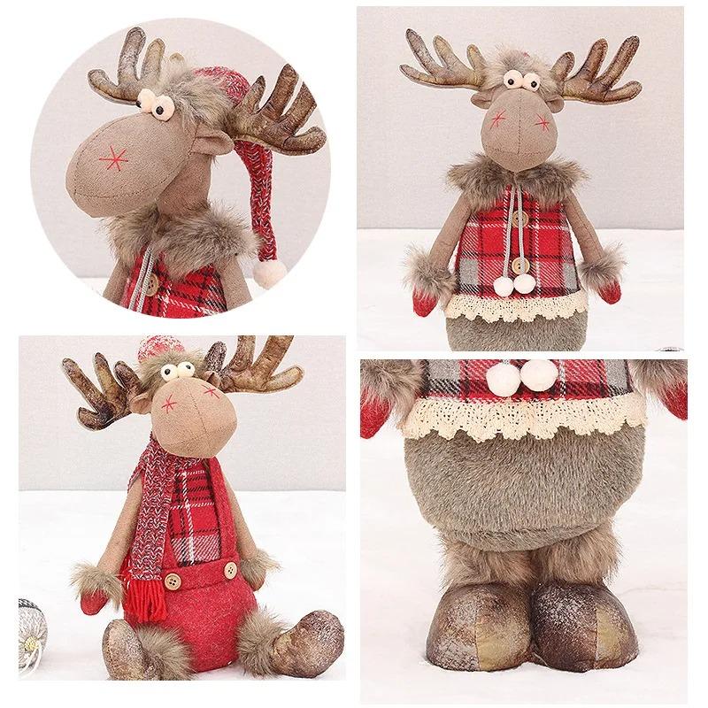 1pcs Christmas Elk Decorations Retractable Large Standing Reindeer Plush Doll Toys Christmas Tree Decor Table Ornament