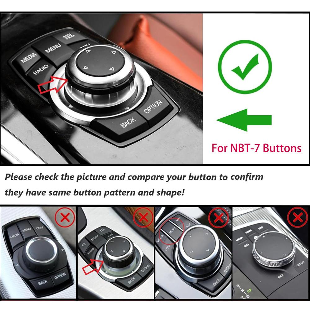 1× Car Multimedia Button Knob Cover Trim For BMW F20 F30 F11 F12 F01 F25 F26 NBT