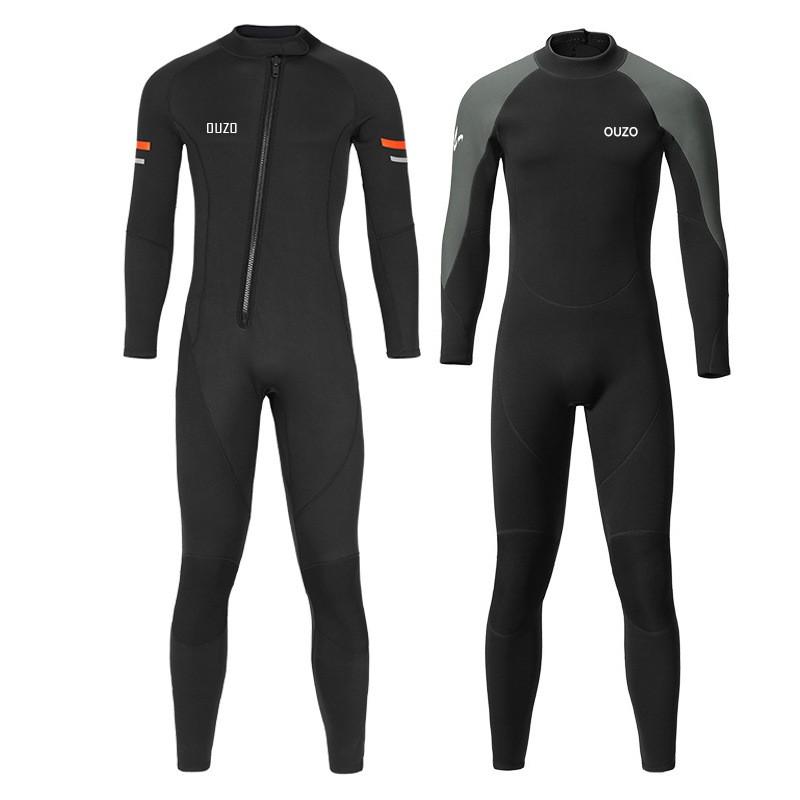 OUZO 3mm Diving Suit Men's One-piece Thick Warm Cold Snorkeling Surfing Swimsuit