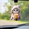 Подвеска для автомобиля 2D Котенок в толстовке с капюшоном, держащий молочный чай, легкая школьная сумка, сумка через плечо, подвеска с цепочкой из бисера, праздничный подарок
