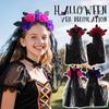 Halloween Gothic Flower Garland With Black Veils Hairband Cosplay Wedding Headpiece Costume Headwear Accessory