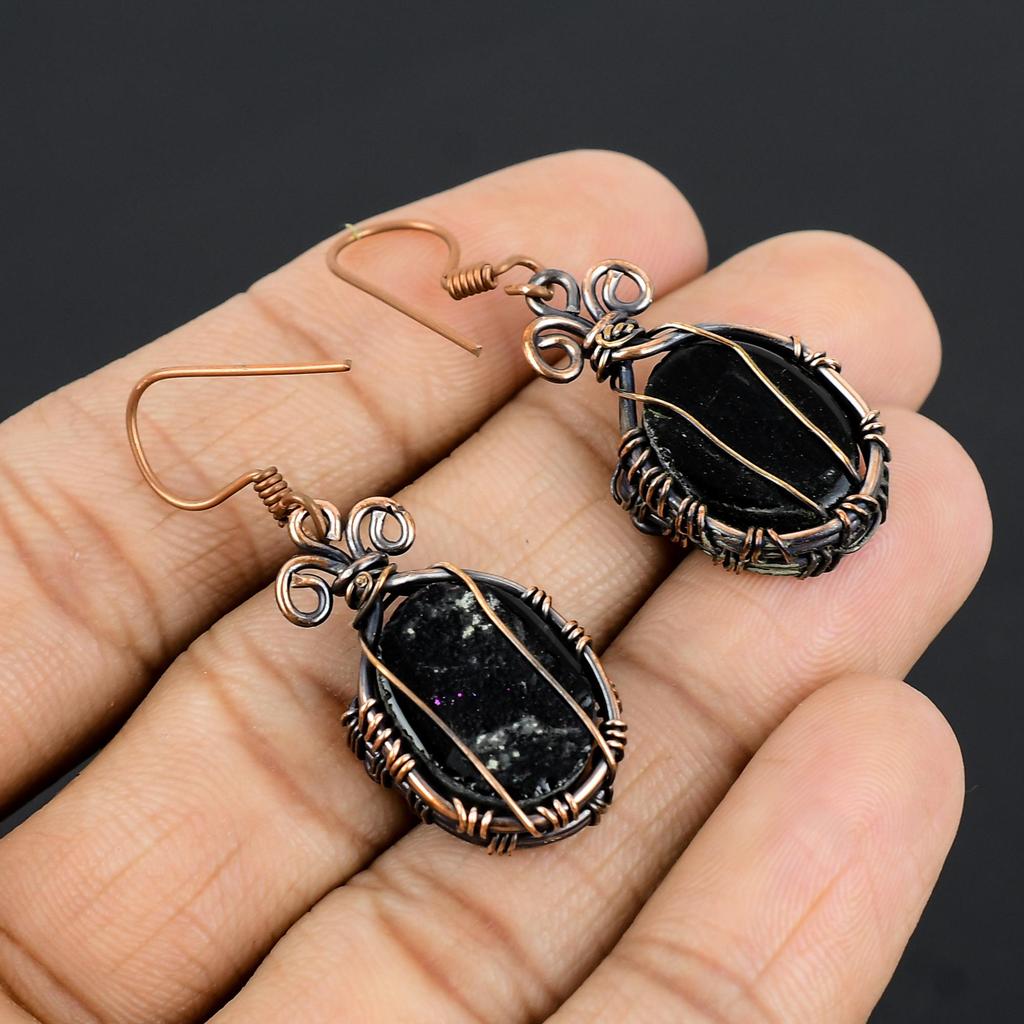 Dico Glass Earrings Gemstone Jewelry, 999 Copper Wire Wrapped Earrings, Handmade Beautiful Jewelry Earrings