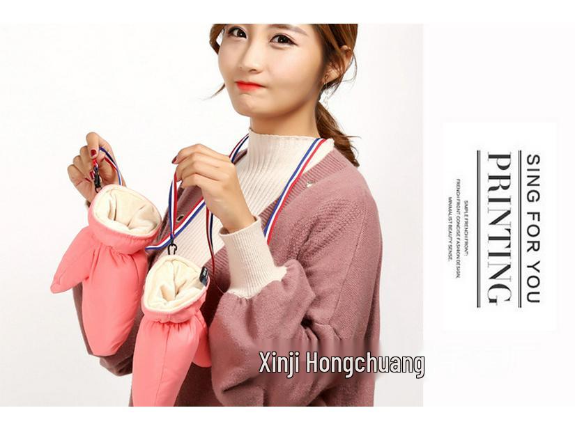 Мужские и женские ветрозащитные зимние велосипедные перчатки - Толстые, теплые хлопковые варежки