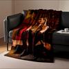 Glamorous Woman In Black Dress for All Seasons Blanket Lunch Break Throw Gift