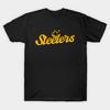 Мужская черная футболка с принтом Steelers Football Retro V2 Принт на термотрансферной бумаге без вырезания Хлопковая футболка