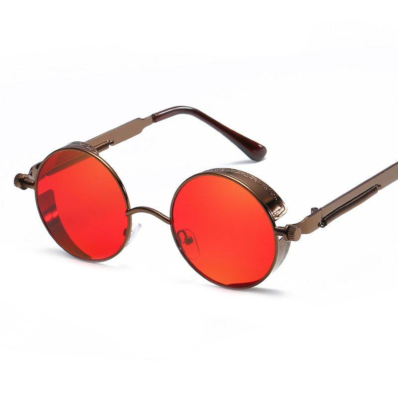 Винтажные круглые солнцезащитные очки в стиле стимпанк с зеркальными линзами и металлической оправой