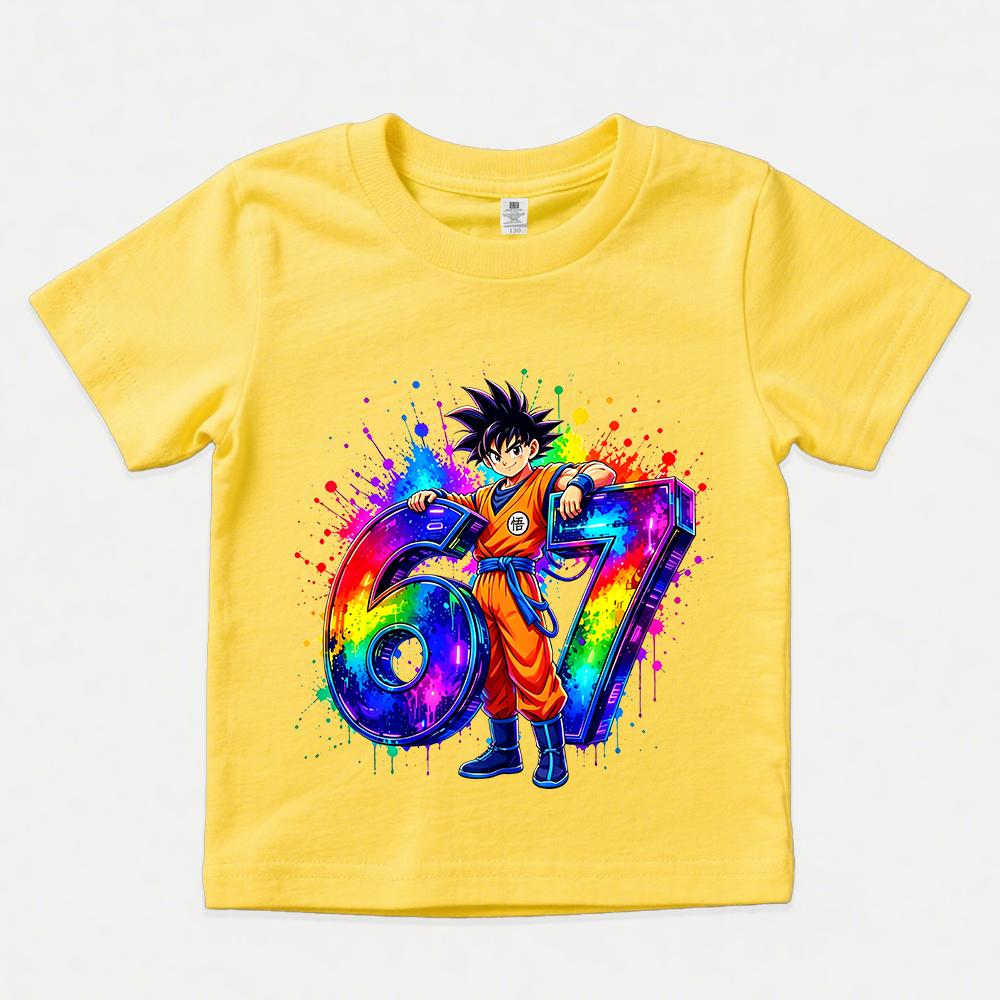 Хлопковая футболка с принтом Dragon Ball Z Сон Гоку 67 Повседневная детская одежда Мальчик Девочка Мягкий дышащий летний топ