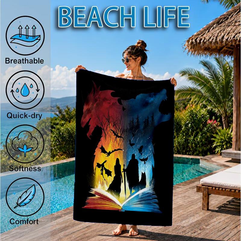 Game Of dragon Fantasy Beach Towel, Microfiber Beach Towel, Perfect For Pool, Beach, Travel, Home Decor Beach Party Fan gifts