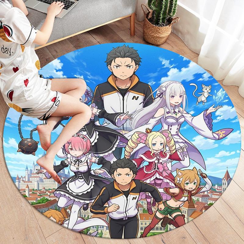 Re Zero Круглый ковер Ковер для гостиной спальни дивана игровой комнаты Декор Нескользящий коврик для пола