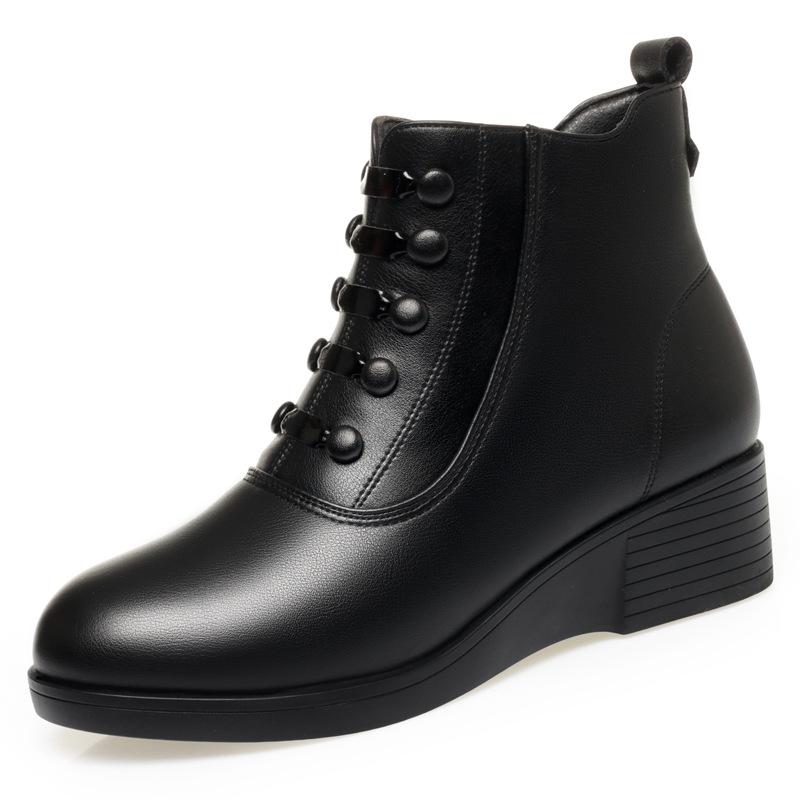 Женские ботинки Мартина, ботинки на танкетке, новые осенне-зимние бархатные ботильоны большого размера, средний каблук, теплые хлопковые ботинки для мамы