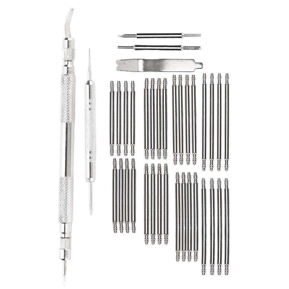 37 Pcs Silver Watch Repair Tool Kit Alloy Spring Bar Tool Set Band Adjustment