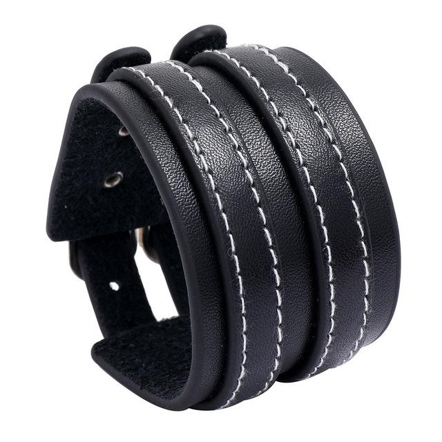 Men Bracelets Punk Rivet Wide Leather Multilayer Motorcycle Cycling Club Wrap Goth Bracelet For Women Charm Couple Hand Jewelry