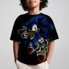 Round Neck 3D Cartoon Sonics Printed Casual Short Sleeved Children's Boy T-shirts - Soft Medium Stretch Polyester Fabric Summer Relaxed Fit Clothing