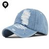 Men's and Women's Thickened Denim Ripped Cap, Washed Ripped Denim Baseball Cap, Simple Light Board Hat