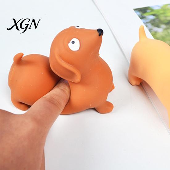 Dachshund Squeeze Toy Mini Stress Relief Simulated Dog Fidget Sensory Gadget Soft Stretchy Animal Shape Home Office Desk