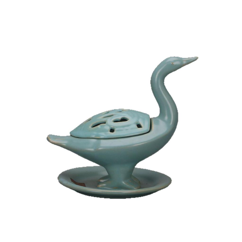 Song Dynasty Qian De Year 1: Blue Glazed Goose-Shaped Incense Burner - Antique Porcelain Decorative Collectible