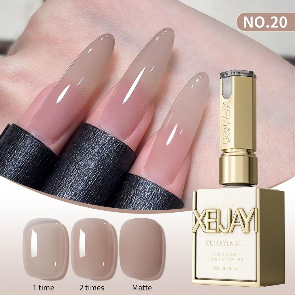 Nail Polish Gel Jelly Ice Transparent Nude, UV LED Nail Gel Polish, Glossy Finish, For Nail Salon And DIY