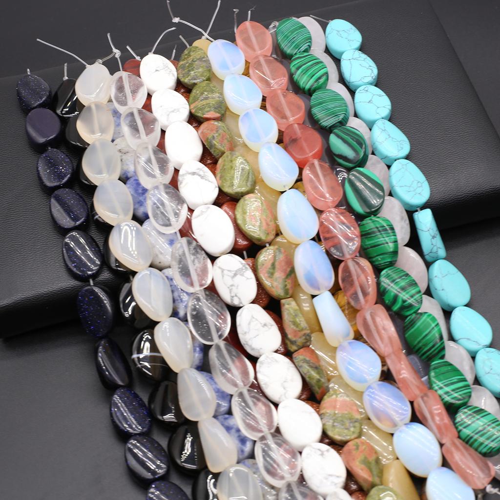 Изоляционные бусины из натурального камня, прозрачный кристалл/опал/унакит, овальные спиральные бусины для изготовления ювелирных изделий, ожерелье, браслет, серьги, аксессуары