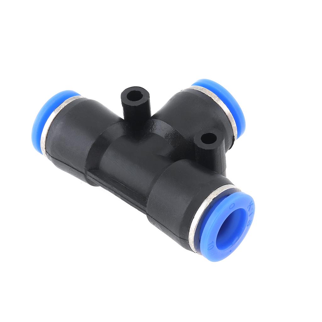 2Pcs 10mm T-type APE Plastic 3-Way Pneumatic Quick Connect Fittings, Push-in Air Hose Connector for Pneumatic Tools Air Tubing Connection