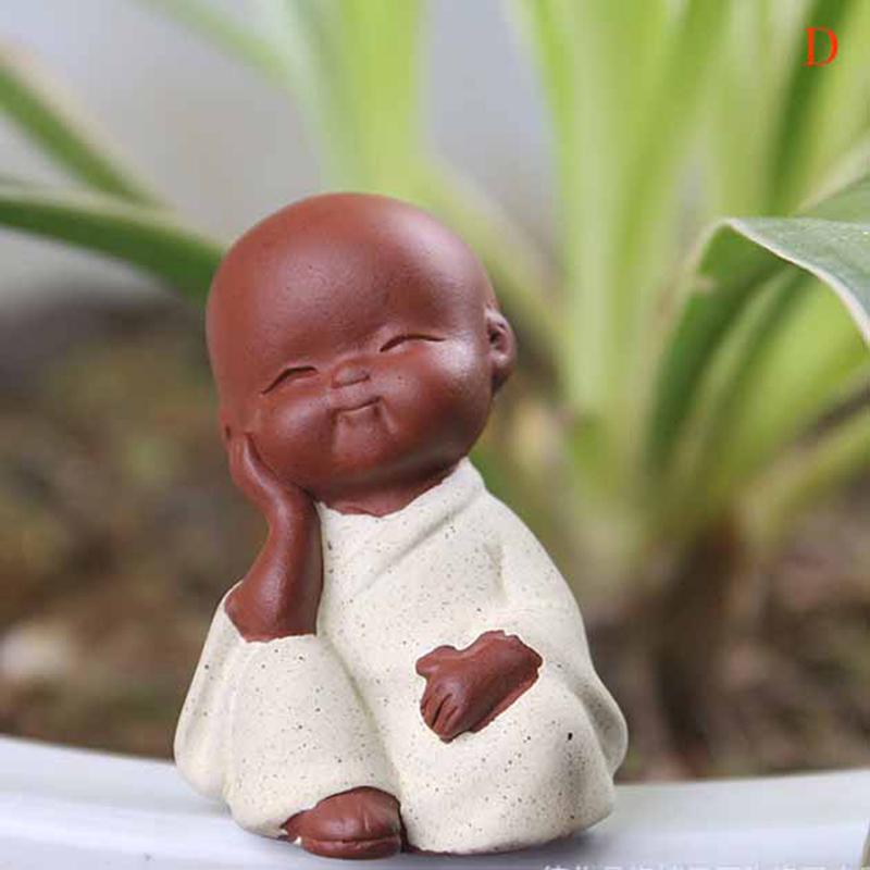 Small Buddha Statue Monk Purple Clay Tea Pet Figurine Crafts