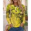 Long Sleeve Floral Pattern Gradient Women T-Shirts Spring Autumn 3D Flower Printed Street Ladies Tee 3XL Plus Size Casual Tops