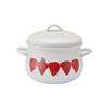 Plune 16cm Enamel Pot, Red Strawberry