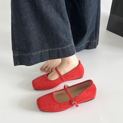 Красные балетки на плоской подошве, маленькие, для беременных, весенние, нескользящие, одинарные туфли Мэри Джейн, трендовая ретро юбка