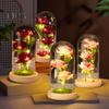 Preserved Rose In Glass Dome LED Light Up Eternal Flower Romantic Forever Rose Gift for Women Valentine's Day Mother's Day