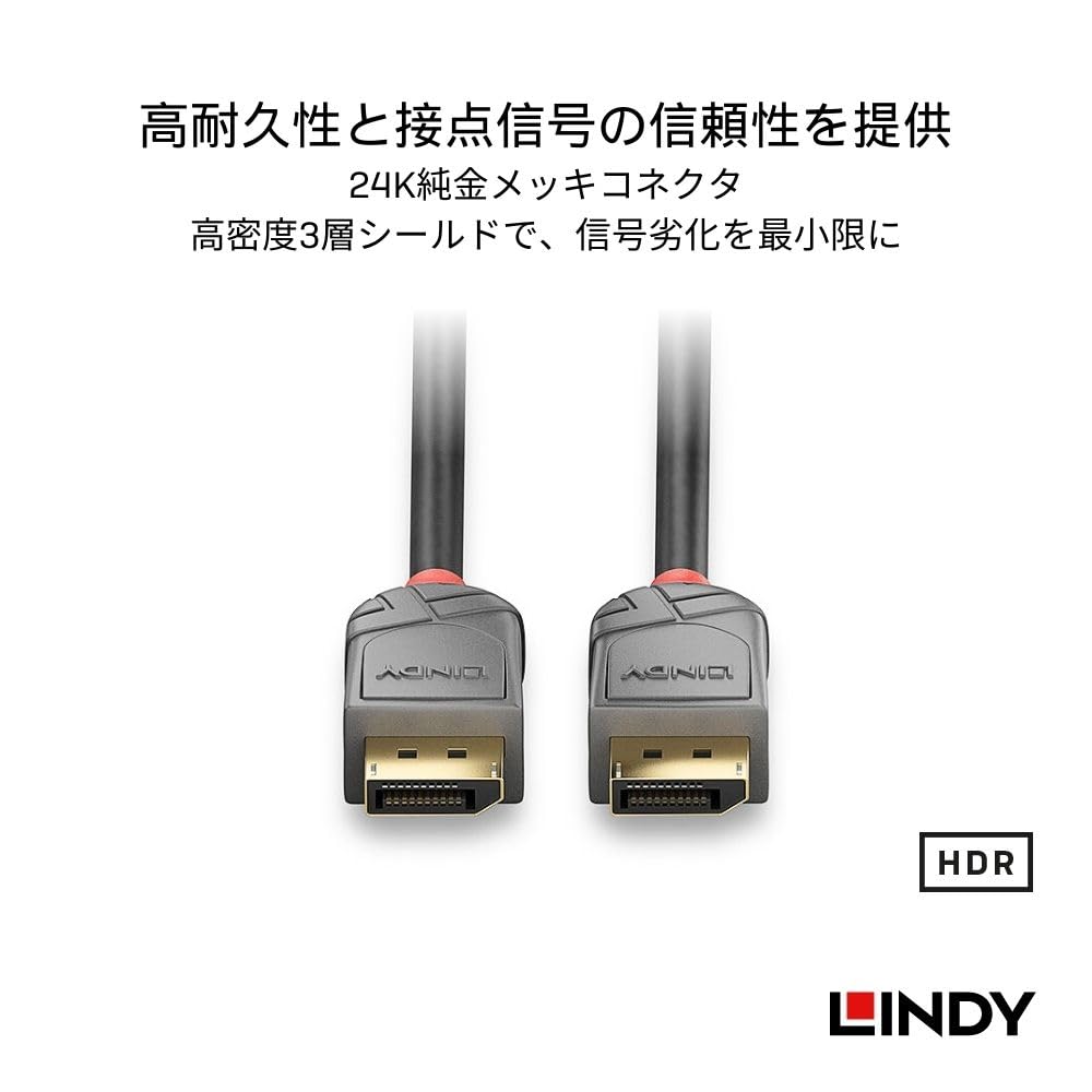 LINDY 1m ANTHRA LINE DisplayPort Cable 1.4 (Part Number 36481)