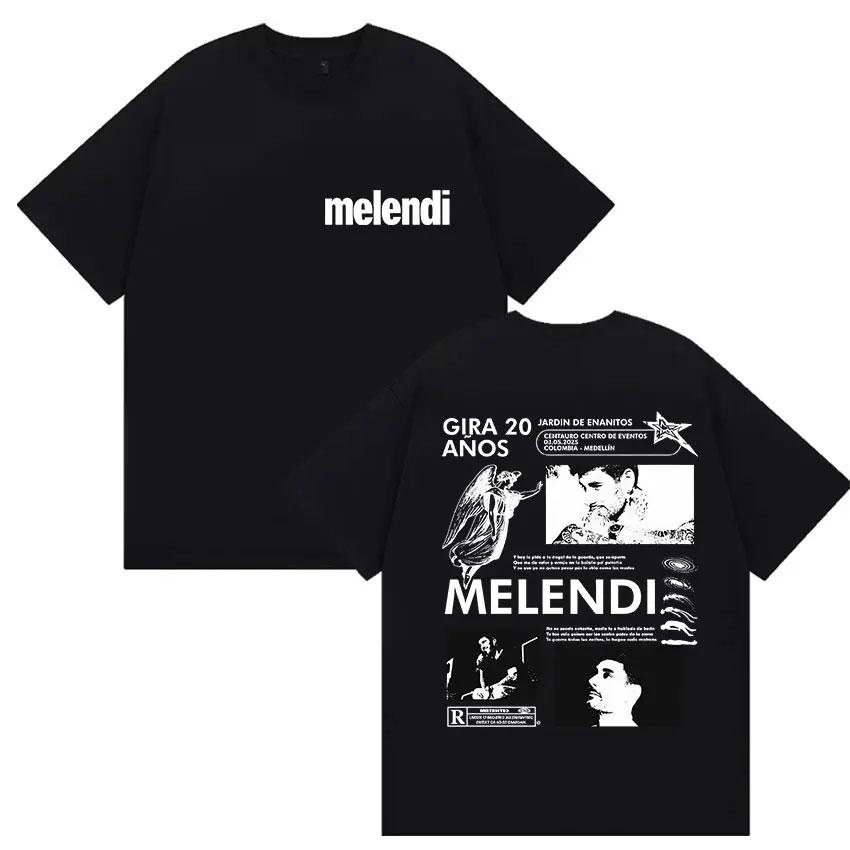 Rapper Melendi Tour 2025 Album Merch T Shirts Women Vintage Gothic Oversized Cotton Tshirt Y2k Man Hip Hop Punk Tees Streetwear