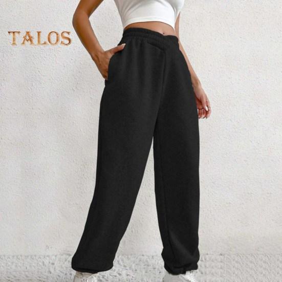 Женские спортивные штаны с высокой талией, свободные спортивные штаны с карманами, кроссоверы, спортивные штаны, удобные брюки для тренировок