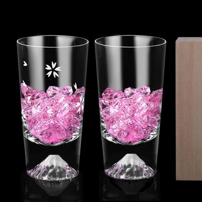 Набор из пары стаканов Fuji Glass Sakura Kiriko 240 куб. см. Удобный в использовании, роскошный, ручной работы, из павловнии, рок-стакан, пивной бокал, хайбол, стильный